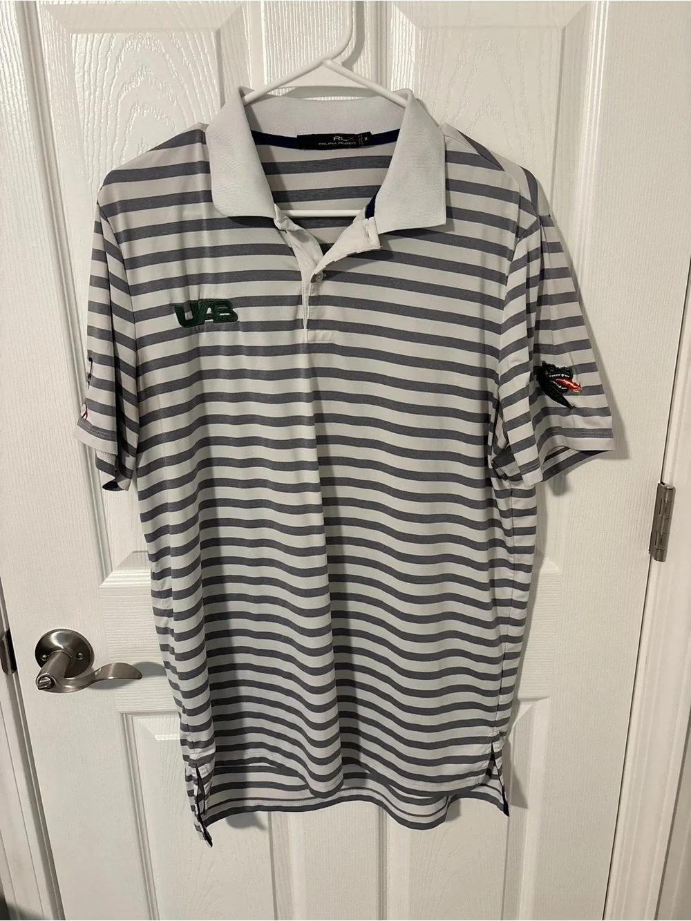 UA Striped Polo Shirt - White & Gray